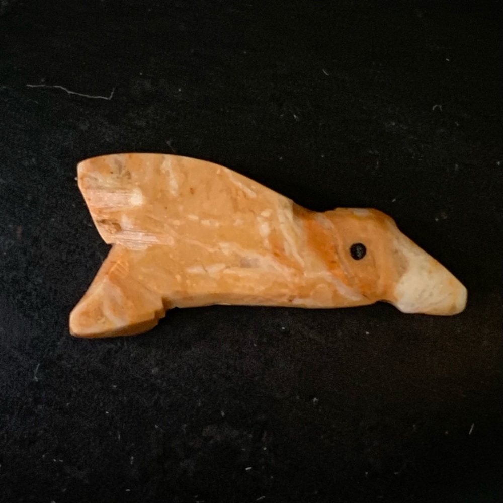 Vintage Native American Zuni Bird Fetish Bead Miniature Carved Stone Animal .9"